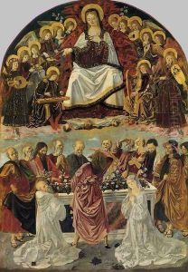 The Lady Of The Assumption Gives St Thomas Her Belt 1475 by Bartolomeo Della Gatta
