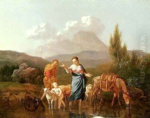 Holy family at a stream