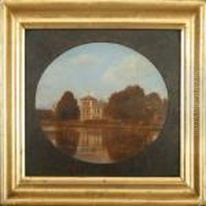 Landscape Withvilla At A Lake by Carl Ludvig Messmann
