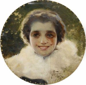 Una Joven Sonriente. by Felix Mestres Borrell