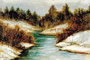 Snow Covered Riverbank