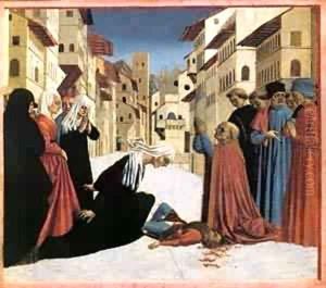 St Zenobius Performs A Miracle (Predella) 4 1445 by Domenico Di Michelino