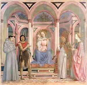 The Madonna And Child With Saints 1445 by Domenico Di Michelino