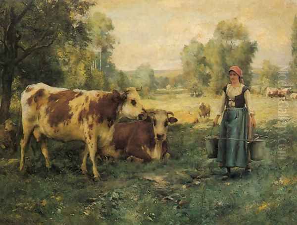 A Milk Maid With Cows And Sheep - view 1