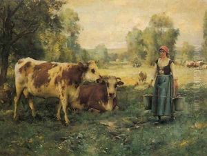 A Milk Maid With Cows And Sheep by Julien Dupre