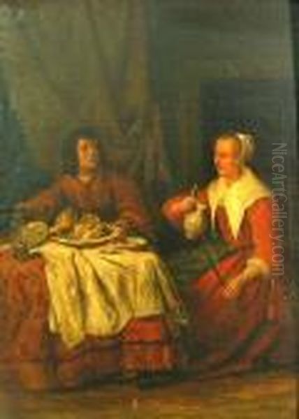 A Man And Woman Eating Supper - view 1