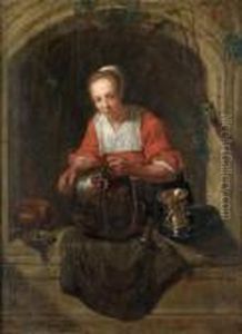 A Woman Standing At A Window by Gabriel Metsu