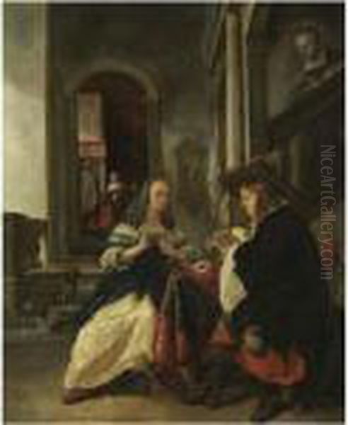 An Elegant Couple Playing Cards - view 1