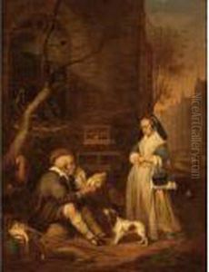 A Poulterer Selling A Chicken To An Elegant Lady by Gabriel Metsu