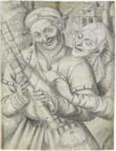An Old Woman And A Bagpiper