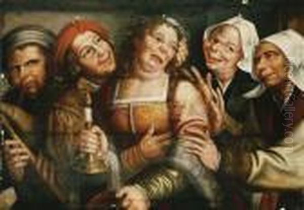 Peasants Carousing With A Woman Holding A Candle - view 1