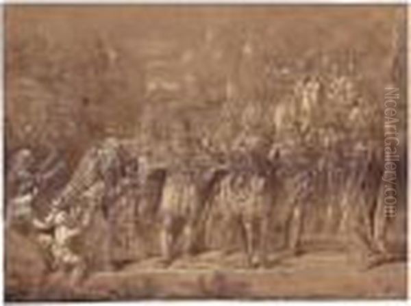 Pietro Da Morone, Later Pope 
Celestino V, Accompanied By Three Bishops, Meeting Charles Ii And His 
Son - view 1