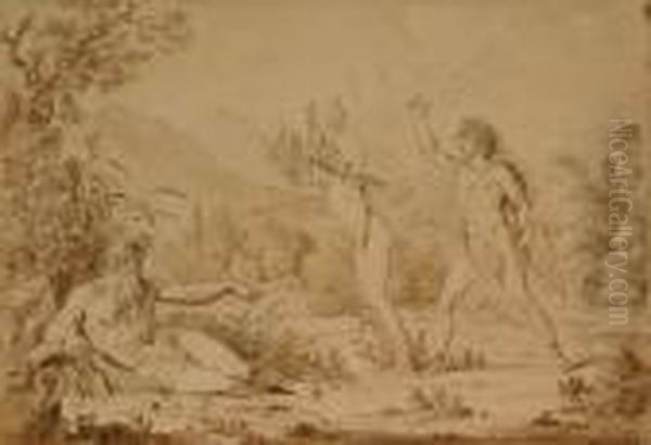 Peneus Saving Daphne From Apollo - view 1