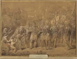 The Emperor Charles Ii Bringing Pietro Morrone To Rome To Becomepope Celestino V by Conrad Martin Metz