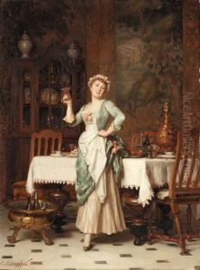 A Glass Of Cognac by Emile Pierre Metzmacher