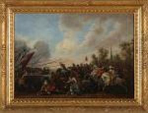 Infanterie Und Kavallerie Im Gefecht Vor Der Stadt by Pieter Meulenaer