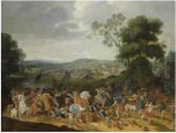 A Cavalry Battle Scene In A Hilly Landscape - view 1