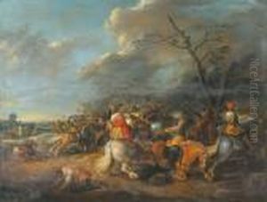 Ruitergevecht by Pieter Meulenaer