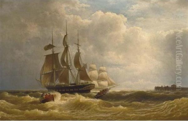 Tall Ships Off The Coast - view 1