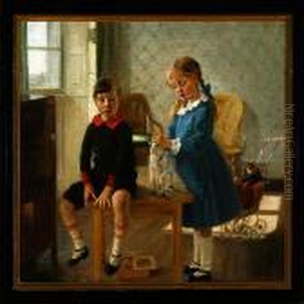 Brother And Sister Areplaying In The Living Room - view 1