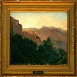 Italian Mountain Scenery At Sunset by Ernst Meyer