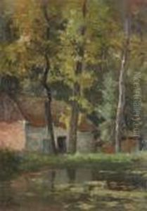 Landscape With Farmhouse Near The Water by Isidore Meyer