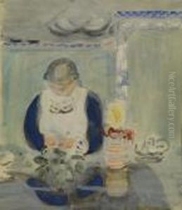 Frau Am Tisch by Otto Friedrich Meyer-Amden