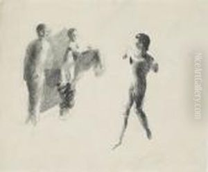 Drei Knaben (zwei Links Stehend 
Und Einer Rechts Vorbeigehend) Zeigen Sich Ihre Korperblosse by Otto Friedrich Meyer-Amden