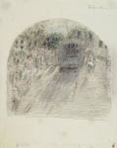 Stadtszene Mit Strassenbahn by Otto Friedrich Meyer-Amden