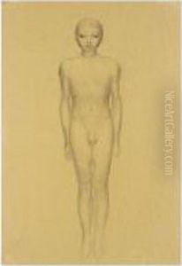 Knabenakt In Ganzer Figur, En Face (young Male Full-figure Nude, Facing) by Otto Friedrich Meyer-Amden