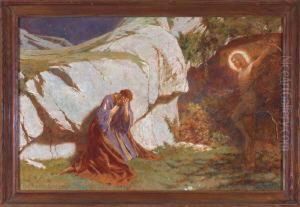 Judas Ischarioth Bricht In Einer Felsenschlucht Vor Der Vision Des Gekreuzigten Zusammen by Kunz Meyer-Waldeck