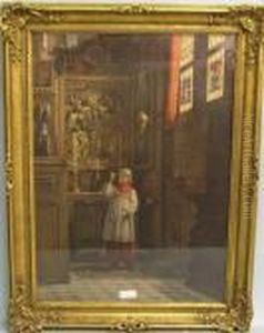 Kircheninterieur Mit Ministrant by Franz Eduard Meyerheim