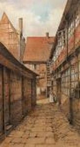 Ansicht Von Alt-hamburgmit Dem Hof Von Springeltwiete 9 by Paul Friedrich Meyerheim