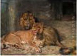 Lion And Lioness by Paul Friedrich Meyerheim