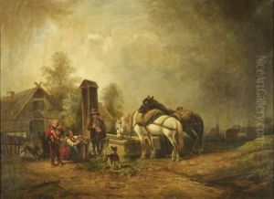 Rast An Der Tranke by Wilhelm Alexander Meyerheim