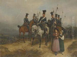 Prussian Soldiers Overseeing The Battlefield by Wilhelm Alexander Meyerheim
