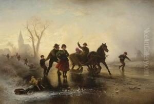 Eisvergnugen. by Wilhelm Alexander Meyerheim