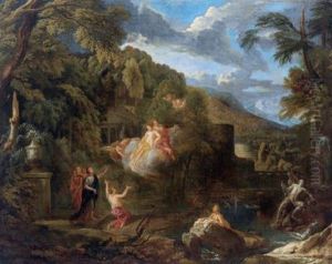 Paesaggio Montuoso Boschivo Con Il Ritorno Di Astrea by Aelbert Meyeringh