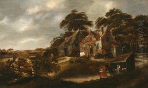 Cottages In A River Landscape