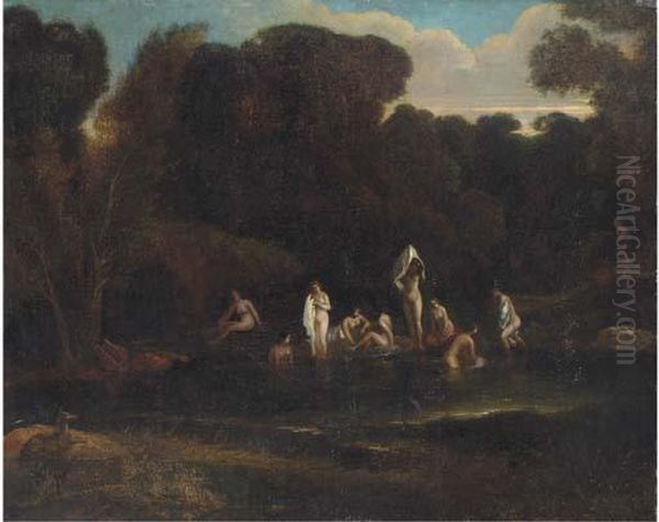 A Landscape With Nymphs Bathing At A Wooded Pool - view 1