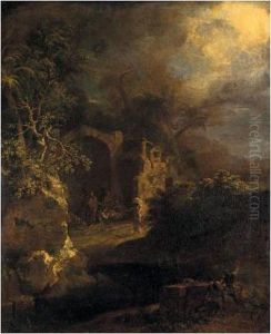 A Landscape With Ruins By Night, With The Adoration Of The Shepherds A Landscape With Ruins By Night, With The Adoration Of The Shepherds