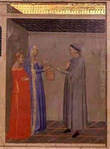 Predella panel depicting a scene from The Legend of the Sacred Girdle by Bernardo Daddi