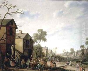 A Village Street Scene by Joost Cornelisz. Droochsloot