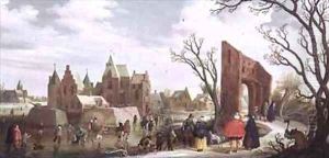 Skaters in a Winter Landscape by Joost Cornelisz. Droochsloot