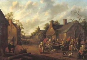 A peasant feast in a village by Joost Cornelisz. Droochsloot