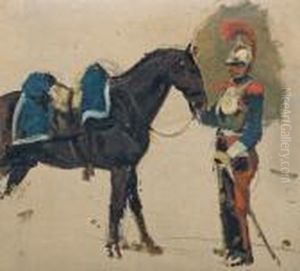 Kirasjer Trzymajacy Konia Za Uzde, Ok.1832