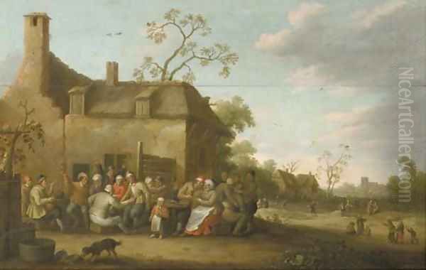 Peasants merry-making before a farmhouse - view 1