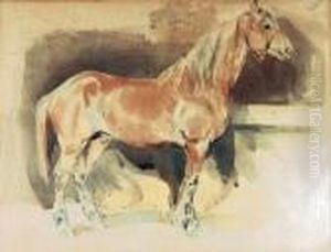 Kon Stojacy W Stajni by Piotr Michalowski