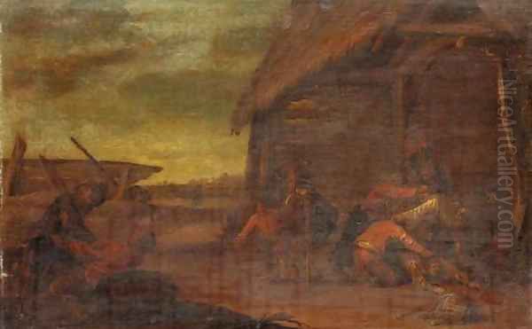 Peasants brawling outside a tavern - view 1