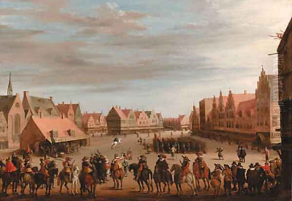 The disbanding of the waardgelders by Prince Maurits of Nassau on the Neude, Utrecht, 31 July 1618 - view 1